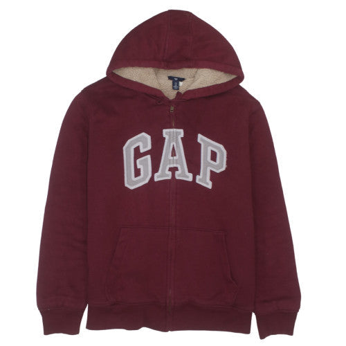 GAP Men's Burgundy Full Zip Hoodie XL Fleece Lined Cotton Blend