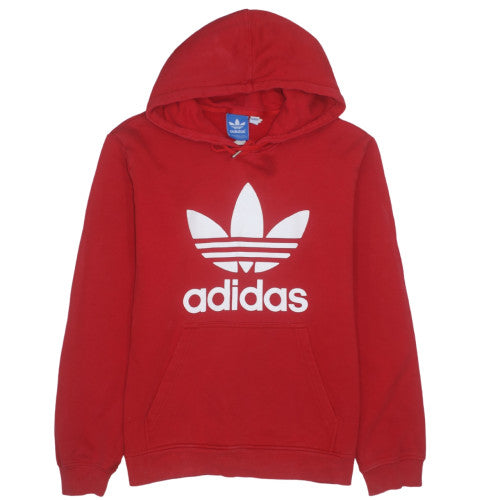 Adidas Men's Red Pullover Hoodie L Fleece Graphic Trefoil Sportswear