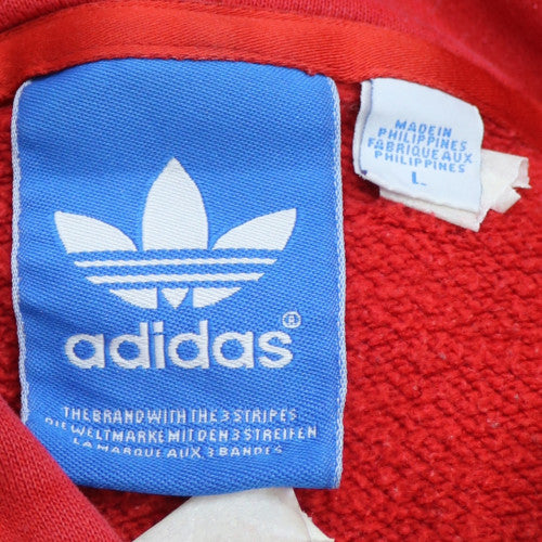 Adidas Men's Red Pullover Hoodie L Fleece Graphic Trefoil Sportswear