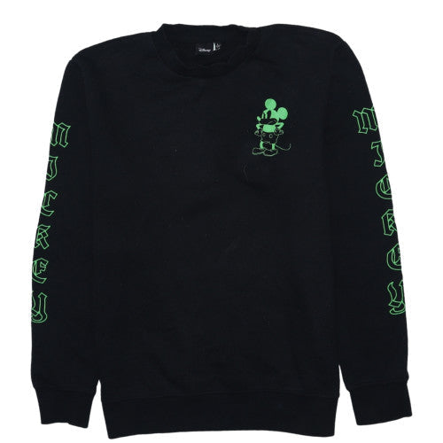 Disney Men Black L Sweatshirt Crew Neck Mickey Graphic Pullover