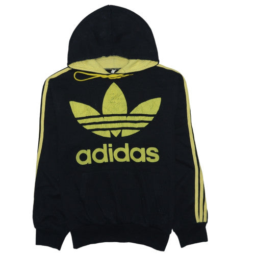 Adidas Mens Black & Yellow Hoodie L Pullover Graphic Print