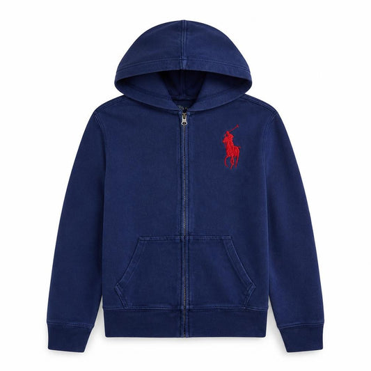 Front view of Ralph Lauren Teens Blue Full Zip Hoodie Medium 10-12 Cotton