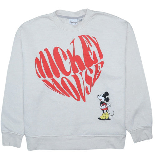 Disney Womens Grey Mickey Mouse Crew Neck Sweatshirt Size 12/14