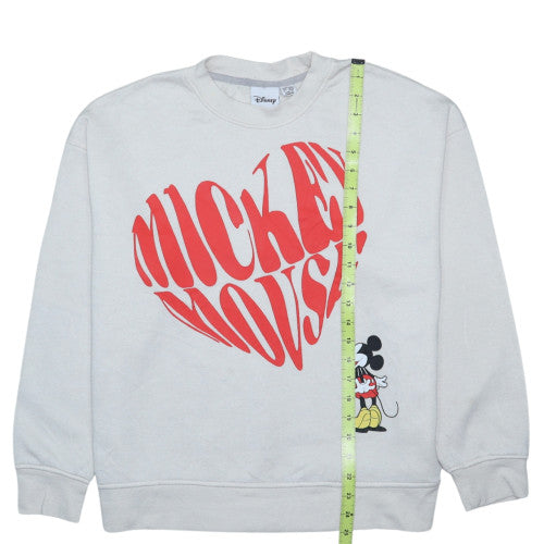 Disney Womens Grey Mickey Mouse Crew Neck Sweatshirt Size 12/14