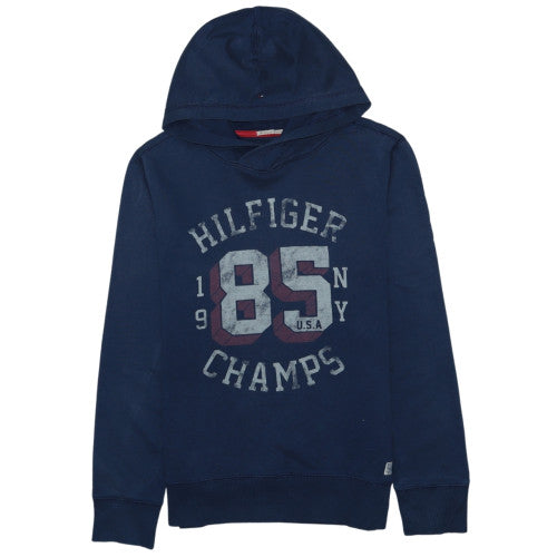Tommy Hilfiger Teens Blue Pullover Hoodie 164 Logo Graphic Sweatshirt