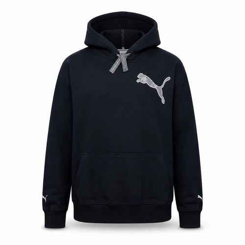 Puma Mens Black Pullover Hoodie M Sport Logo Fleece Sweatshirt