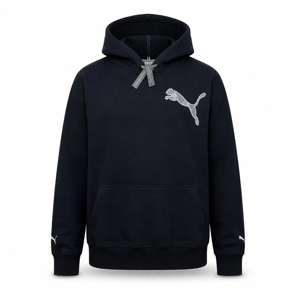 Puma Mens Black Pullover Hoodie M Sport Logo Fleece Sweatshirt