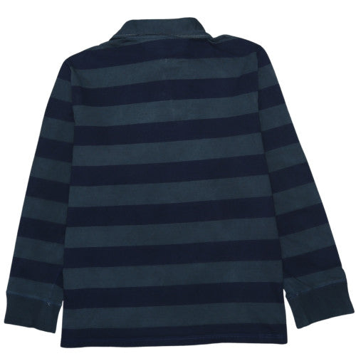 Ralph Lauren Men's Blue Striped Collared Long Sleeve Pullover Sweatshirt XL