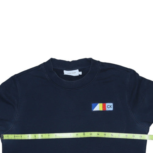 Calvin Klein Men's Blue Cotton Crew Neck Logo Sweatshirt Size M