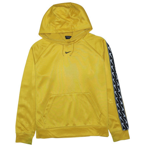 Nike Men's Yellow Small Pullover Hoodie with Logo Tape Sleeves