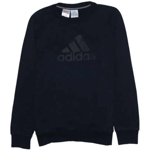 Adidas Boys Black Cotton Crew Neck Sweatshirt 13-14 Years Essentials