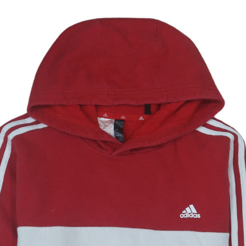 Adidas Men Red Pullover Hoodie L Sports Fleece Sweatshirt
