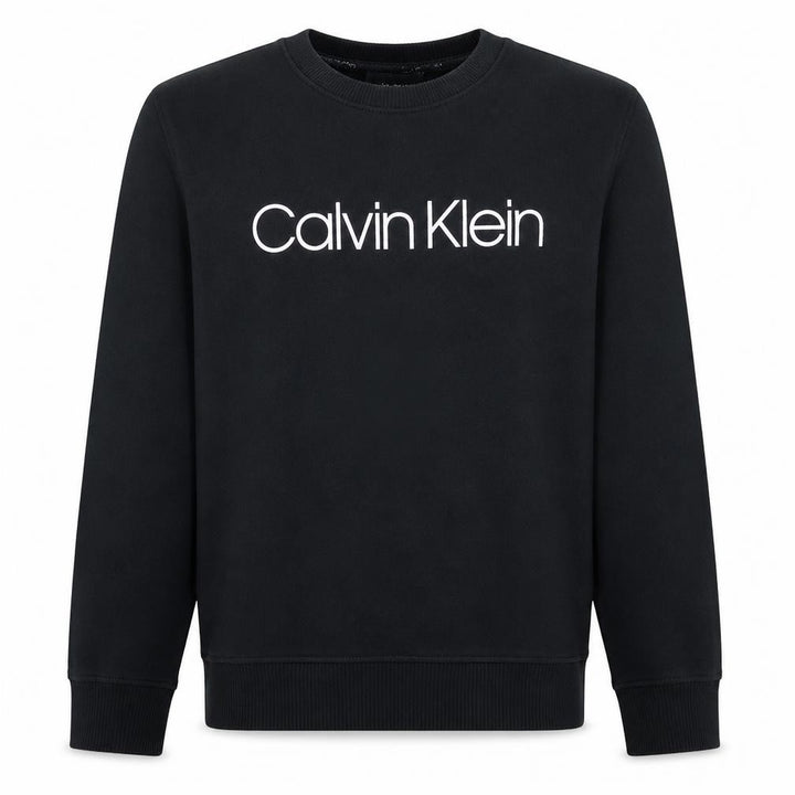 Calvin Klein Men's Black Cotton Logo Crew Neck Sweatshirt M