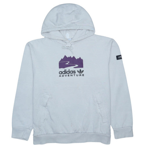 adidas Men White Pullover Hoodie M Adventure Graphic Outdoor