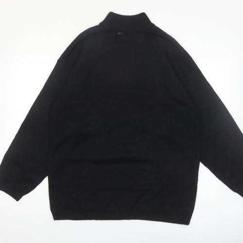 Leslie Fay Women Black L Mock Neck Embellished Knit Jumper