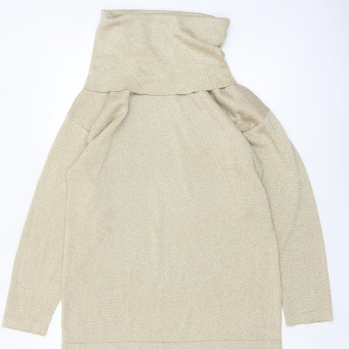LISA Originals Women Beige Roll Neck Sparkle Knit Jumper Size S
