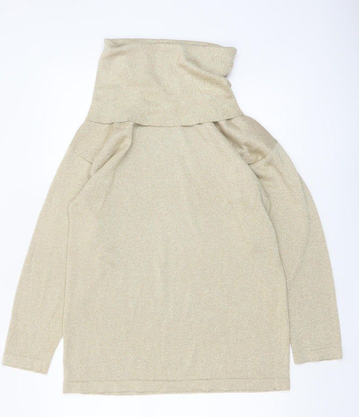 LISA Originals Women Beige Roll Neck Sparkle Knit Jumper Size S