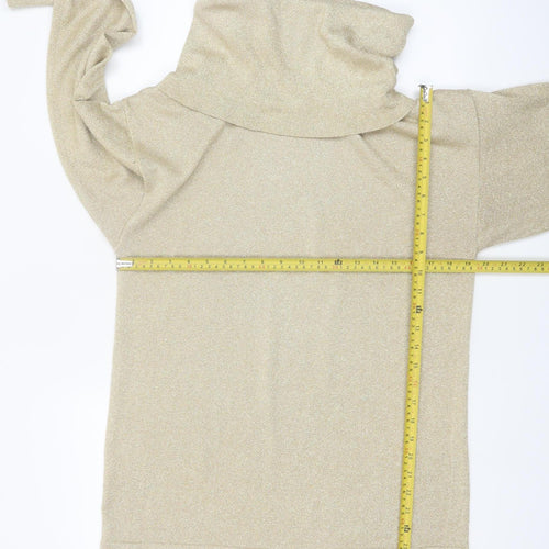 LISA Originals Women Beige Roll Neck Sparkle Knit Jumper Size S