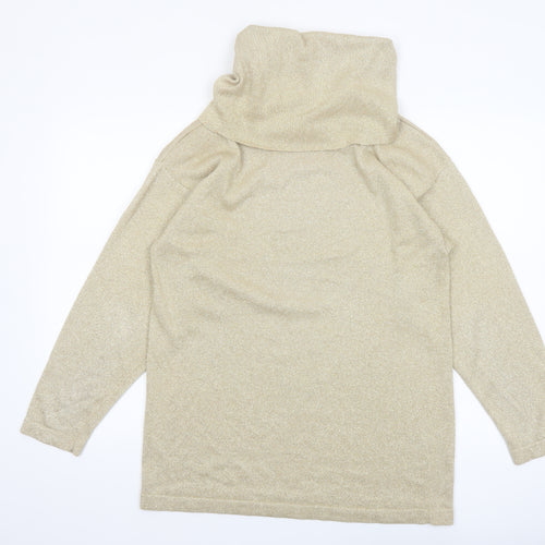 LISA Originals Women Beige Roll Neck Sparkle Knit Jumper Size S