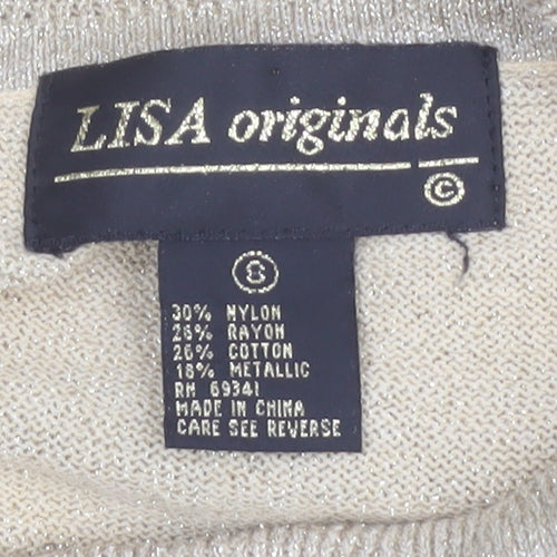 LISA Originals Women Beige Roll Neck Sparkle Knit Jumper Size S