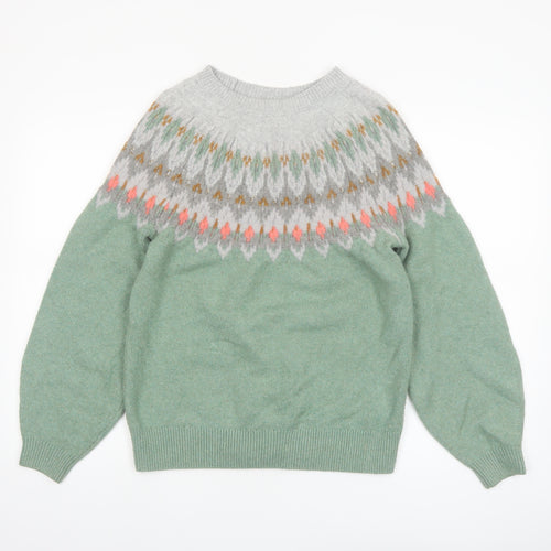 FatFace Women’s Green Fair Isle Crew Neck Jumper UK 12