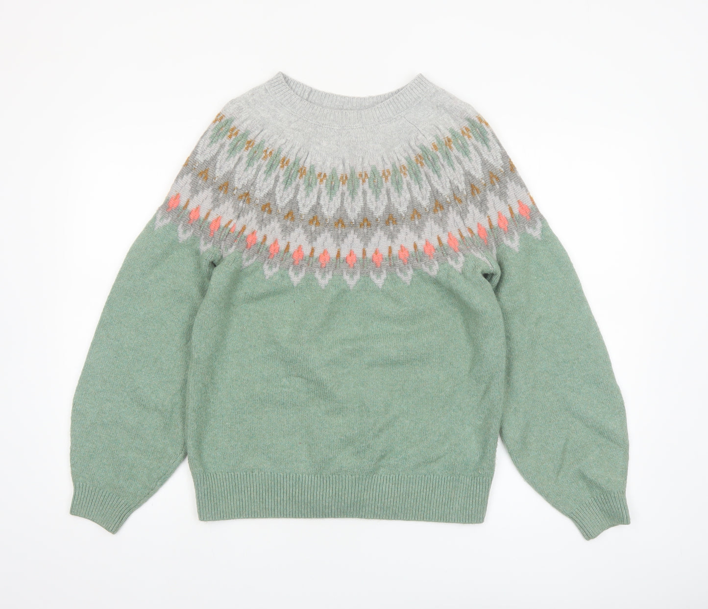 FatFace Women’s Green Fair Isle Crew Neck Jumper UK 12