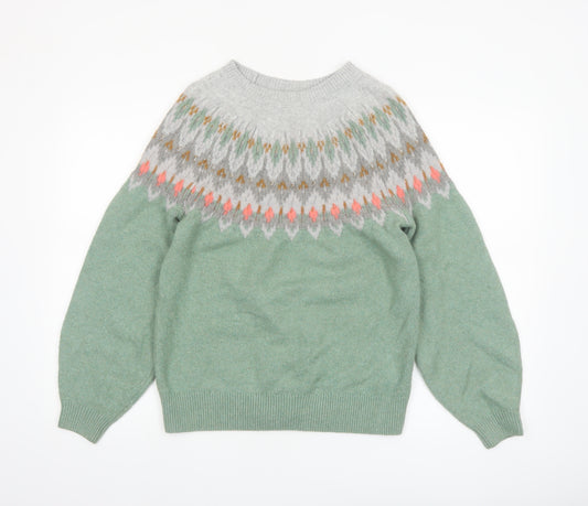 FatFace Women’s Green Fair Isle Crew Neck Jumper UK 12
