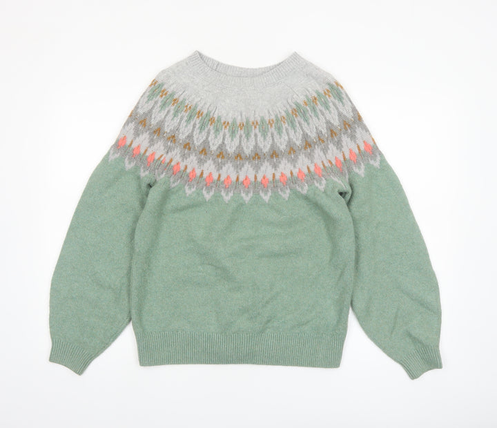 FatFace Women’s Green Fair Isle Crew Neck Jumper UK 12