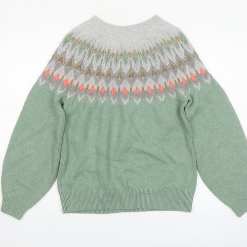 FatFace Women’s Green Fair Isle Crew Neck Jumper UK 12