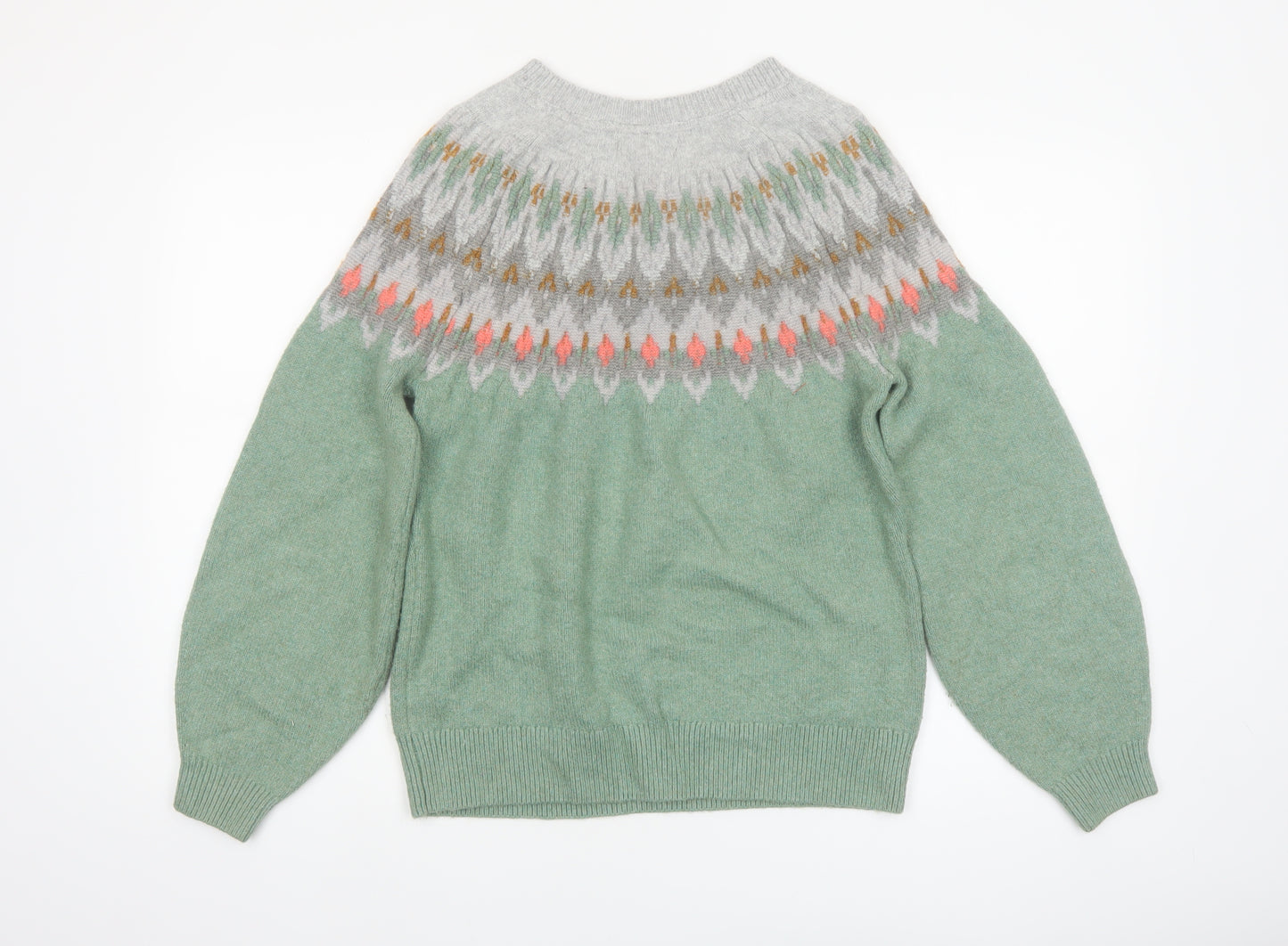 FatFace Women’s Green Fair Isle Crew Neck Jumper UK 12