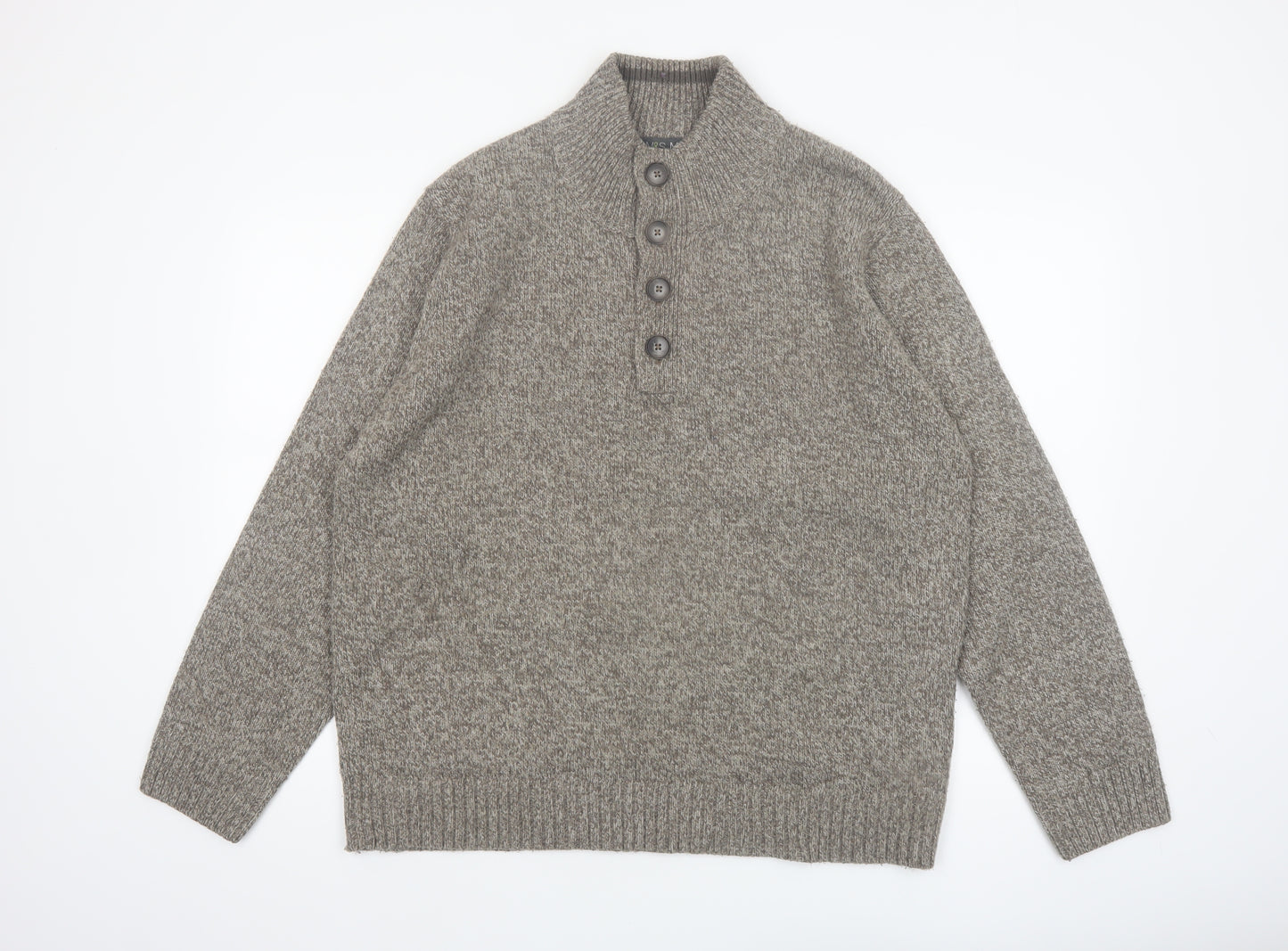 Marks and Spencer Mens Grey Wool Blend Henley Jumper XL