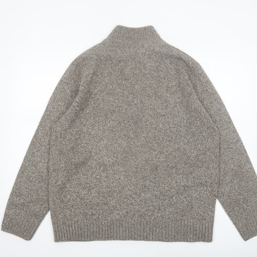 Marks and Spencer Mens Grey Wool Blend Henley Jumper XL
