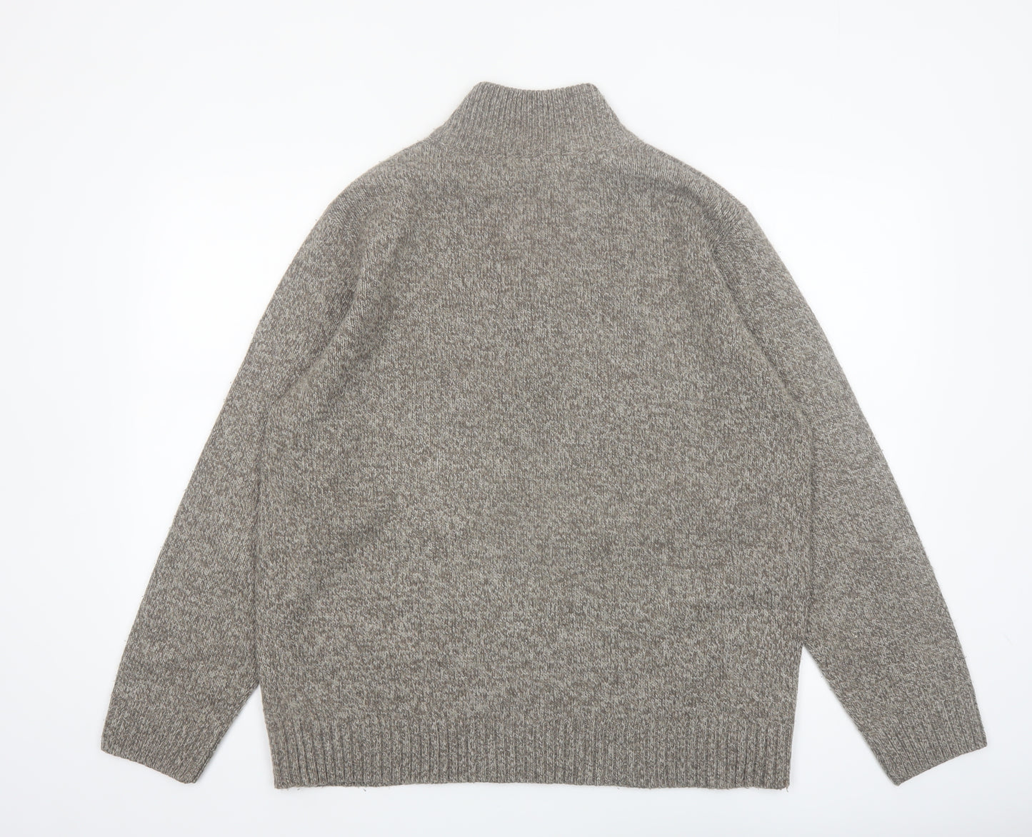 Marks and Spencer Mens Grey Wool Blend Henley Jumper XL