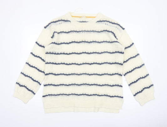 Falmer Heritage Women’s Ivory Striped Knit Jumper Size 14