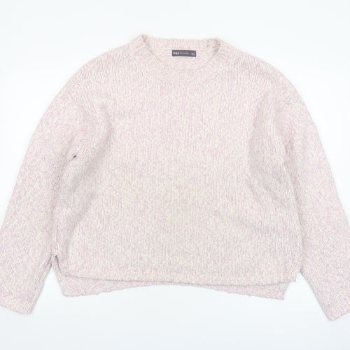 Marks and Spencer Women Pink Chunky Knit Relaxed Fit Jumper L