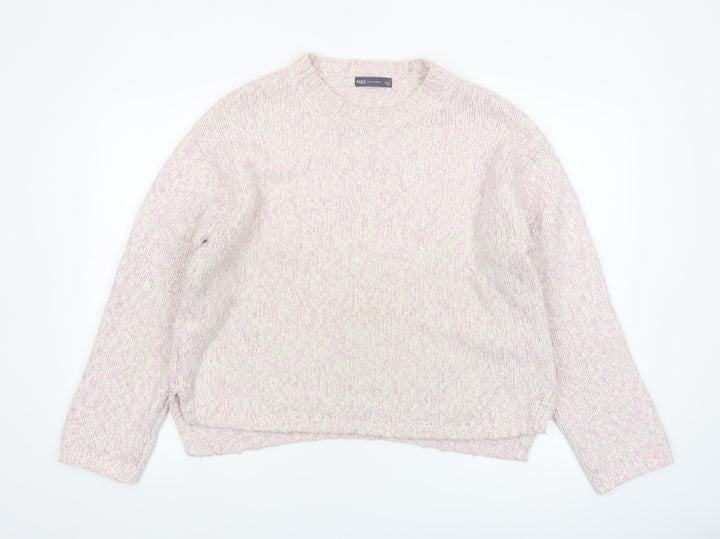 Marks and Spencer Women Pink Chunky Knit Relaxed Fit Jumper L