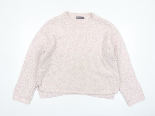 Marks and Spencer Women Pink Chunky Knit Relaxed Fit Jumper L