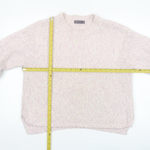 Marks and Spencer Women Pink Chunky Knit Relaxed Fit Jumper L