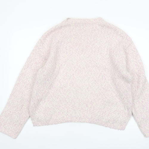 Marks and Spencer Women Pink Chunky Knit Relaxed Fit Jumper L