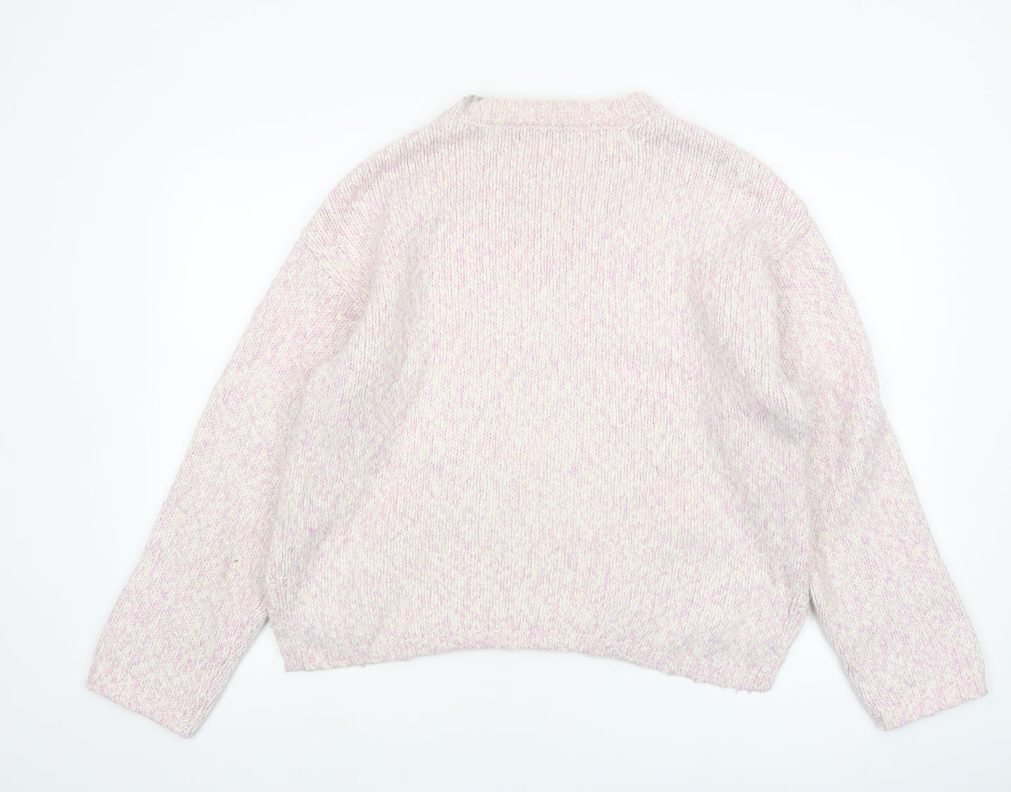 Marks and Spencer Women Pink Chunky Knit Relaxed Fit Jumper L