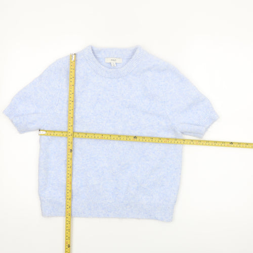 Marks and Spencer Women Blue Short Sleeve Crew Neck Knit Jumper M