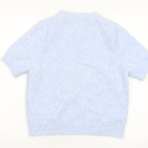Marks and Spencer Women Blue Short Sleeve Crew Neck Knit Jumper M