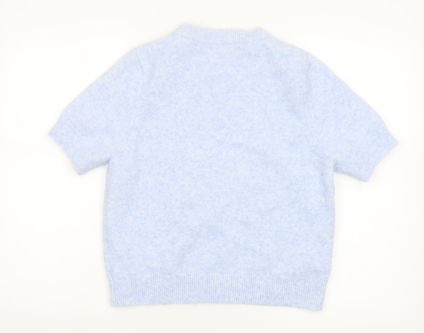 Marks and Spencer Women Blue Short Sleeve Crew Neck Knit Jumper M