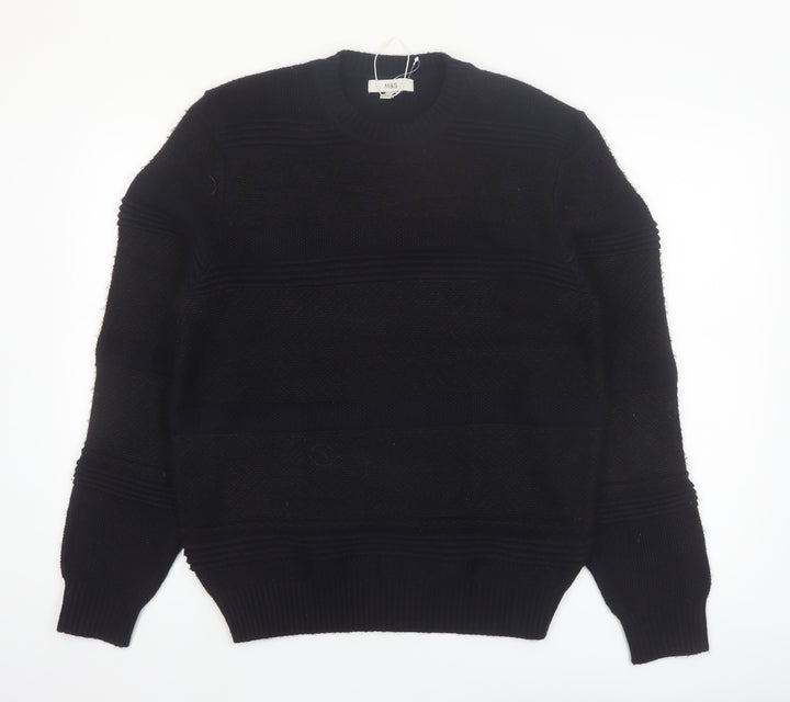 Marks and Spencer Men's Black M Regular Fit Knit Jumper