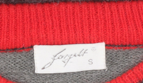 Borgelt Women's Grey Red Heart Knit Crew Neck Jumper Size S