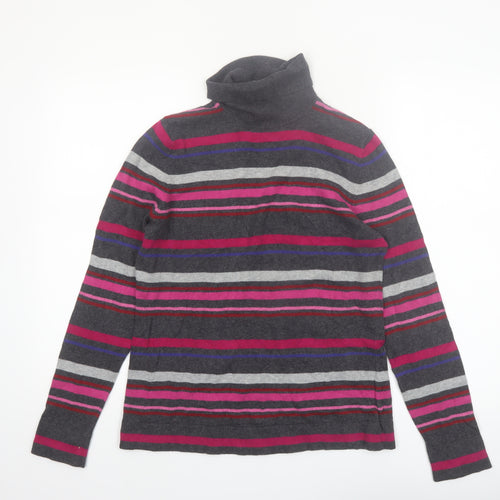 Eddie Bauer Women's Multicoloured Stripe Roll Neck Jumper M