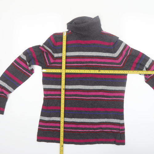 Eddie Bauer Women's Multicoloured Stripe Roll Neck Jumper M