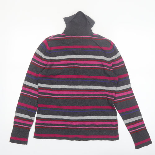 Eddie Bauer Women's Multicoloured Stripe Roll Neck Jumper M
