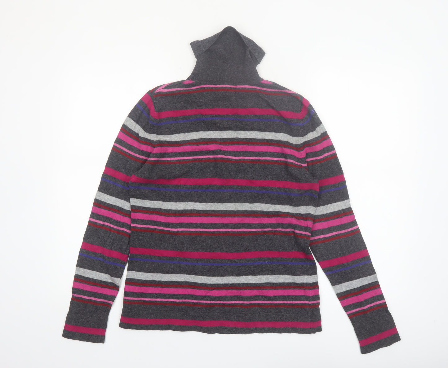 Eddie Bauer Women's Multicoloured Stripe Roll Neck Jumper M