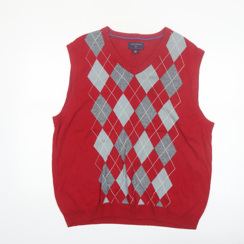 Saddlebred Men’s Red Argyle Sleeveless Cotton Knit Vest L